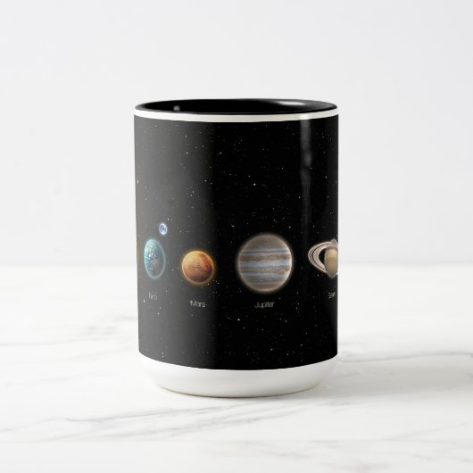 Black Galaxy Imprimer système solaire Mug (Centre)