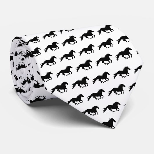 Black Galloping Horse | wit Stropdas (Opgerold)