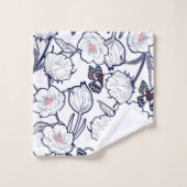 Black Garden Floral Bad Handdoek (Wasdoekje)