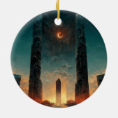 Black Gate Fantasy Sci-Fi Art Keramisch Ornament (Achterkant)