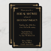 Black Gatsby Art Déco Fêtes des mariées Invitation (Devant / Derrière)