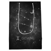 Black Gemini Zodiac | Cosmic Astrology Horoscope Medium Cadeauzakje (Achterkant)