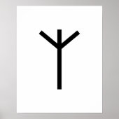 Black Geometric Algiz (Protection) Viking Rune Poster (Voorkant)