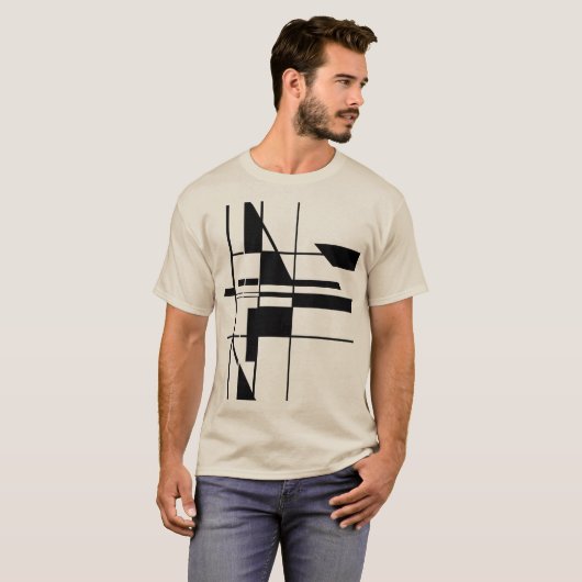 Black Geometric Gameboard MCM-geïnspireerd Abstrac T-shirt (Voorkant volledig)