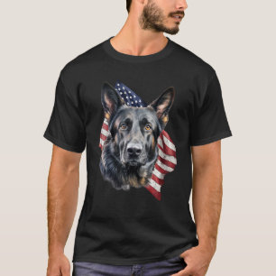 Black German Shepherd 4th of July Hond American FL T-shirt