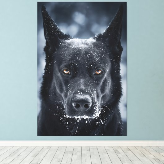 Black German Shepherd Canvas Afdruk (Insitu (Houten vloer))