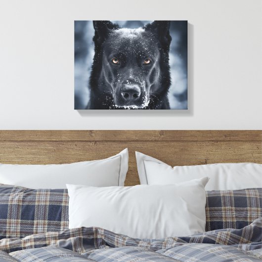 Black German Shepherd Canvas Afdruk (Insitu (Slaapkamer))