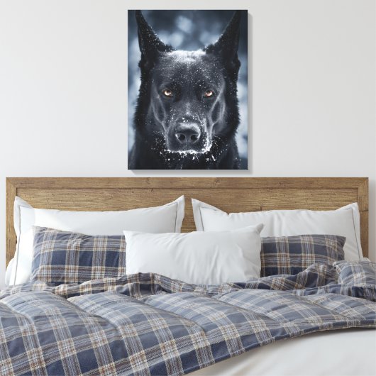 Black German Shepherd Canvas Afdruk (Insitu (Slaapkamer))