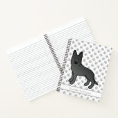Black German Shepherd Cartoon Dog & Custom Text Notitieboek (Binnen)