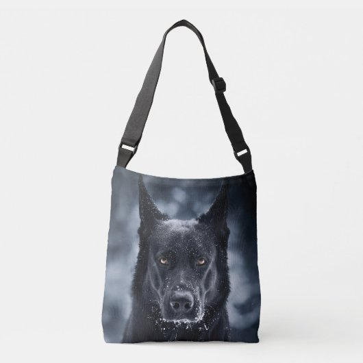 Black German Shepherd Crossbody Tas (Voorkant)
