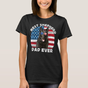 Black German Shepherd Dad for Men GSP Dog Face Ame T-shirt
