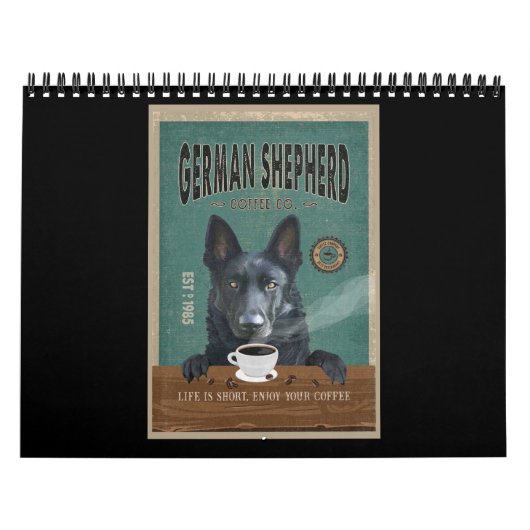 Black German Shepherd Dog Coffee Lover Kalender (Hoes)