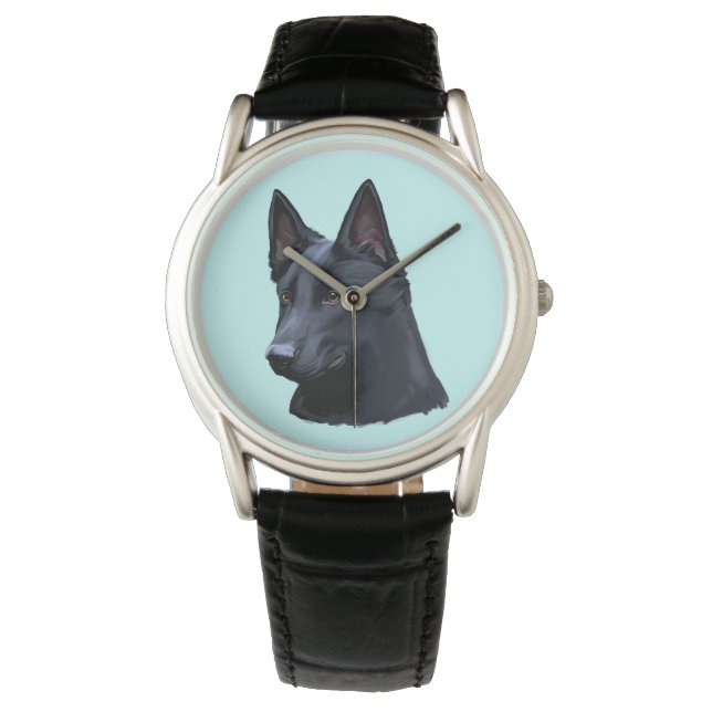 Black German Shepherd Dog Horloge (Voorkant)