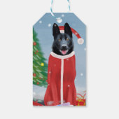 Black German Shepherd Dog in Snow-kerstcadeaus Cadeaulabel (Achterkant)
