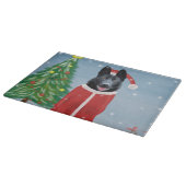 Black German Shepherd Dog in Snow-kerstcadeaus Snijplank (Hoek)