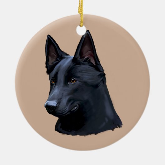 Black German Shepherd Dog Keramisch Ornament (Achterkant)