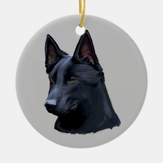 Black German Shepherd Dog Keramisch Ornament (Voorkant)