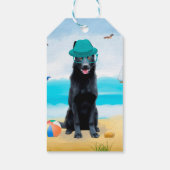 Black German Shepherd Dog on Beach Cadeaulabel (Achterkant)