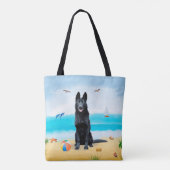 Black German Shepherd Dog on Beach Draagtas (Achterkant)
