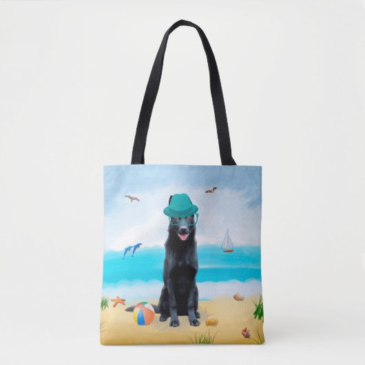 Black German Shepherd Dog on Beach Draagtas (Voorkant)