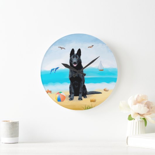 Black German Shepherd Dog on Beach Grote Klok (Huis)