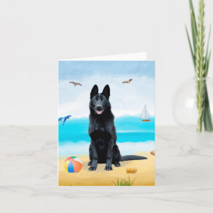 Black German Shepherd Dog on Beach Kaart