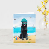 Black German Shepherd Dog on Beach Kaart (Gele Bloem)