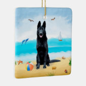 Black German Shepherd Dog on Beach Keramisch Ornament (Rechts)