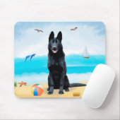 Black German Shepherd Dog on Beach Muismat (Met muis)