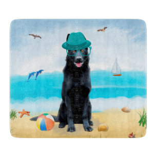 Black German Shepherd Dog on Beach Snijplank