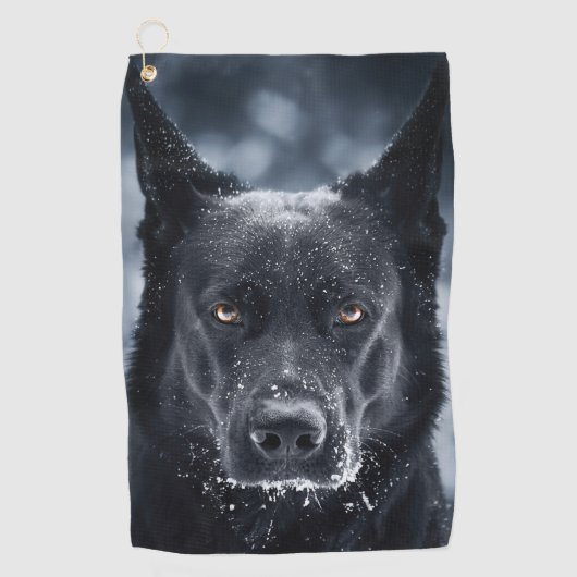 Black German Shepherd Golfhanddoek (Voorkant)