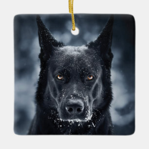 Black German Shepherd Keramisch Ornament