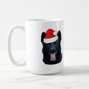 Black German Shepherd met Santa Hat Koffiemok
