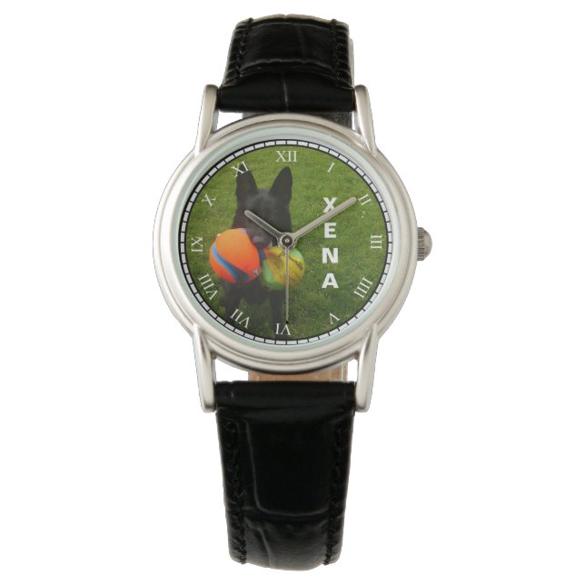 Black German Shepherd & Name Change for Your Pet Horloge (Voorkant)
