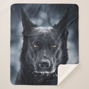 Black German Shepherd Sherpa Deken