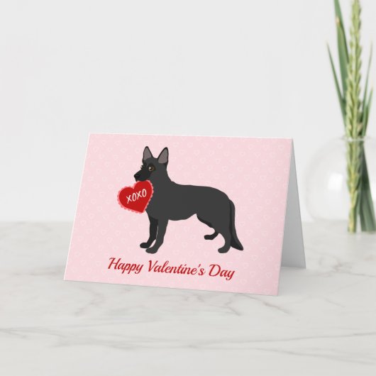 Black German Shepherd Valentijnsdag Holiday Kaart (Voorkant)