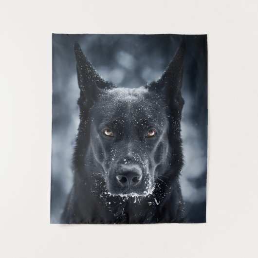 Black German Shepherd Wandkleed (Voorkant)