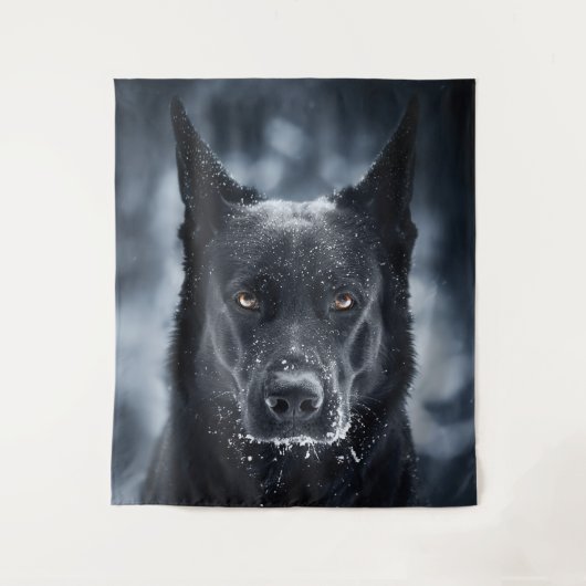 Black German Shepherd Wandkleed (Voorkant)