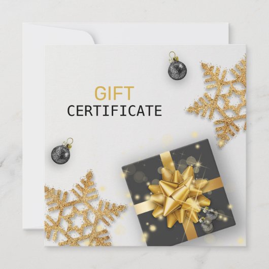 Black Gift Gold Snowflake-kerstcadeaukaart (Voorkant)
