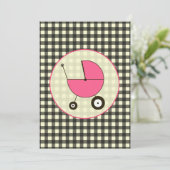 Black Gingham Baby shower Invitation Kaart (Staand voorkant)