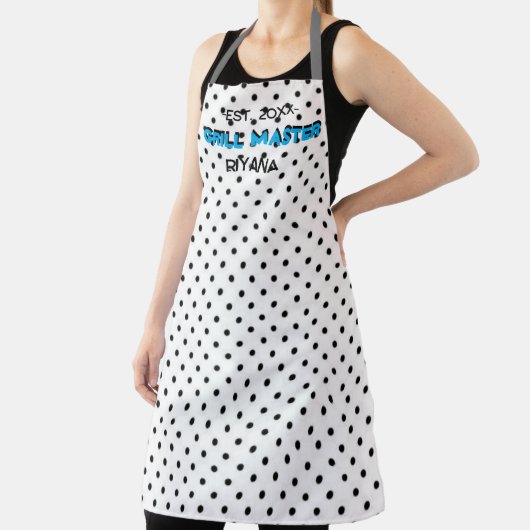 Black gingham check grill master gepersonaliseerd schort (Insitu)