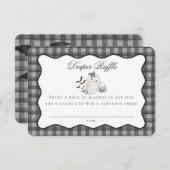 Black Gingham Cute Ghost Diaper Raffle Insert Informatiekaartje (Voorkant / Achterkant)
