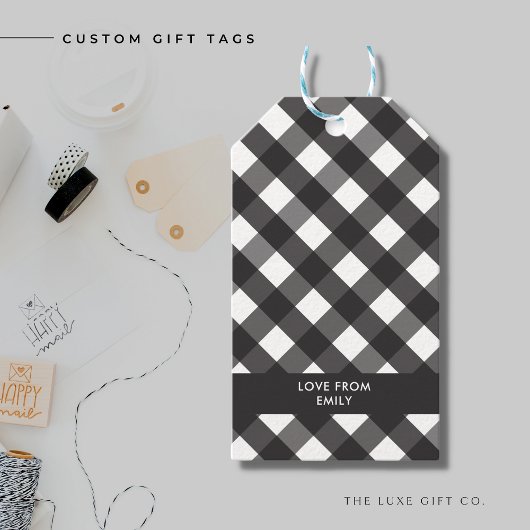 Black Gingham Gift Label Cadeaulabel