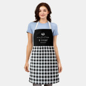 Black Gingham Home Sweet Home Aangepaste postcode Schort (Gedragen)
