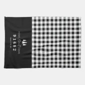 Black Gingham Home Sweet Home Aangepaste postcode Theedoek (Horizontaal)