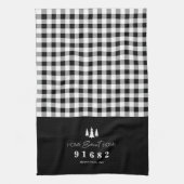 Black Gingham Home Sweet Home Aangepaste postcode Theedoek (Verticaal)