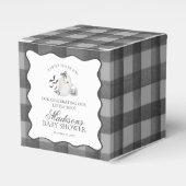 Black Gingham Little Boo Ghost Baby Shower Gable Bedankdoosjes (Voorkant Zijde)
