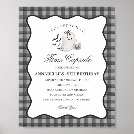 Black Gingham Little Boo Ghost Time Capsule Game Poster (Voorkant)
