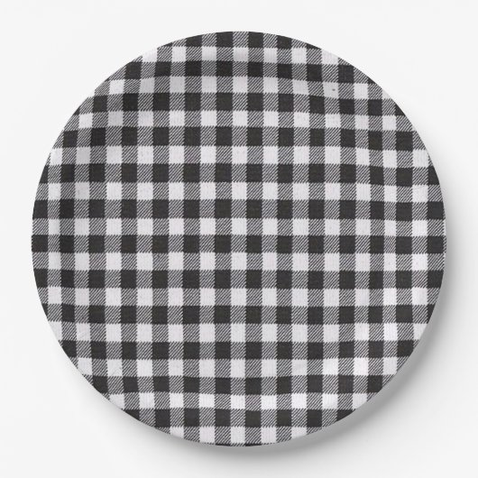 Black Gingham Papieren Bordje (Voorkant)