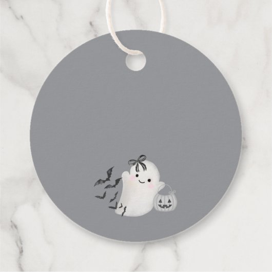 Black Gingham Schattigee Boo Ghost Verjaardagsfees Bedankjes Labels (Achterkant)